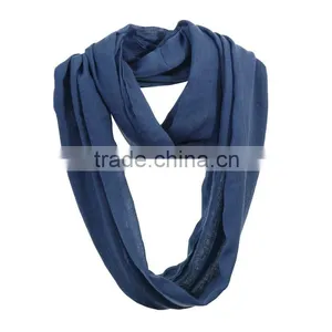 Custom Solid Color Plain Polyester Cotton Circle Scarf thumbnail-1