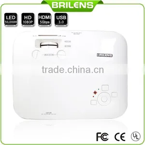 Projector 1080P RGB 3 LED 3 LCD 1920 X 1080 WQXGA 3000 Lumens 3D Projector Screen thumbnail-1