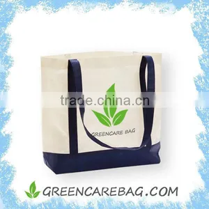 Customized Silkscreen Printed Navy Cotton Canvas Beach Bag thumbnail-1