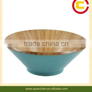 Hot Sale Color Painted Bamboo Salad Bowl, Bamboo Lacquer Bow thumbnail-2