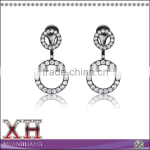 Guangzhou Factory Sterling Silver Cubic Zirconia Double Open Circle Earrings thumbnail-1