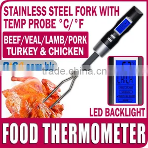 Digital Food Thermometer Probe Cooking Stainless Steel Fork BBQ Meat Turkey Beef thumbnail-1