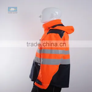 High Visibility Orange Waterproof pu Jacket With EN343 EN20471 thumbnail-2