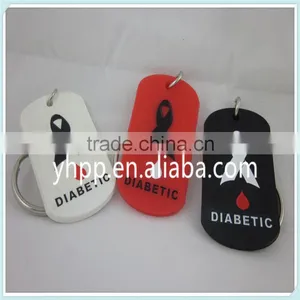 Custom MEDICAL ID DIABETIC Silicone Dog Tag Key Chain Ring 3 Colours thumbnail-1