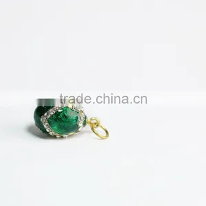 Customized Metal Green Enamel Pendant Crystal Stone thumbnail-3