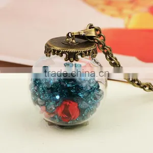 Fashion Jewelry Bottle Dried Flower Pendant Romantic Crystal Glass for Women Girls thumbnail-1