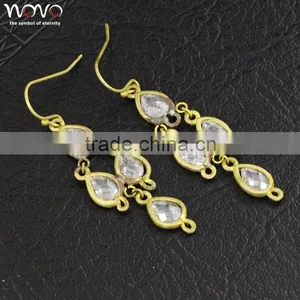 Crystal Simper Designer Brass Cuff Earring With Gold Color thumbnail-2