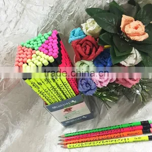 Standard Size Round Shape Soft Wood 72pcs Neon Body Heat Rolling HB Pencil With Eraser thumbnail-1