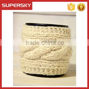 V-79 Cheap Cable Crochet Mug Sleeve Warmmer Cup Mug Sweater With Anchor Button thumbnail-3
