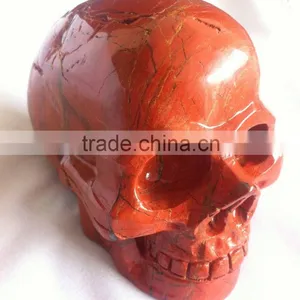 High Quality Natural Gemstone Bloodstone Skull Sculpture Decor thumbnail-1