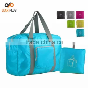Luckiplus Foldable Travel Duffel Bag Luggage Sports Gym Water Resistant Nylon Blue thumbnail-1