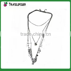 Fashion Metal Multi-layer Chain Necklace With Tassels and Rhinestones thumbnail-2