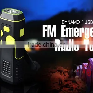 Hand Crank Generation Power FM Portable Dynamo Radio Flashlight/ Rechargeable Emergency USB Mobile Charger Light With Siren thumbnail-3