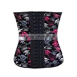 2015 Best Sell Skull Pattern 9 Steel Bones Latex Waist Trainer thumbnail-1