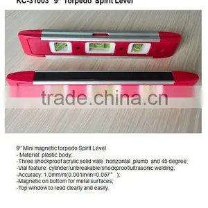 9'' High Quality Torpedo Level With Magnetic Strip Instrument Mini Spirit Level thumbnail-1