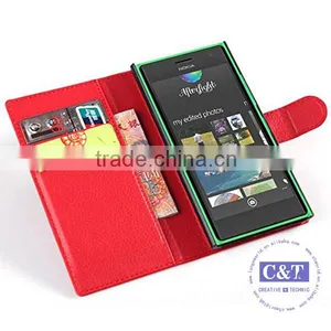 C&T Flip Pu Leather Card Holder Case Wallet Cover For Nokia Lumia 730 thumbnail-6