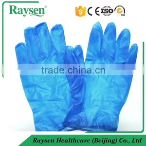 Textured Good Quality Powdered or Powder-free Blue Vinyl Gloves For Medical Use thumbnail-2