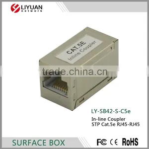 LY-SB42-S-C5e In-line Coupler RJ45 Keystone Connector Box Female to Female CAT5e Coupler Shielded Type 180 Degree thumbnail-1