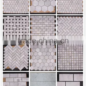 Carrara White Marble Cheap Mosaic Tiles thumbnail-1