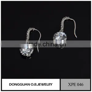 Top Quality Wedding Jewelry Real Silver Plating Diamond Hook Earring For Women thumbnail-1