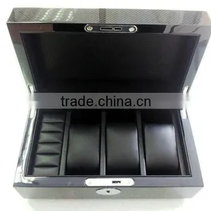 Black Carbon Fiber Surface Wooden Watch Divider Box thumbnail-1