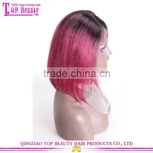 Gorgeous Straight Two Tone Wigs Burgundy Short Bob Ombre Lace Front Wig With Baby Hair thumbnail-5
