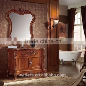 Old Hand Curved Bathroom Vanity With Vingage Mirror WTS1605 thumbnail-1