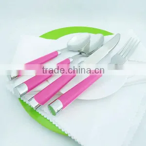 Stainless Steel Plastick Handle Pink Flatware thumbnail-1