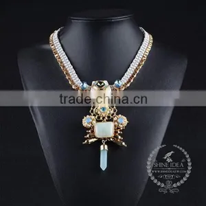 High Quality Vintage Style Crystal Chunky Statement Necklace Tin Alloy Fashion Women Pendant Necklace 6390081 thumbnail-3