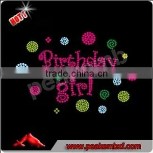 Bling Iron Transfer Rhinestone Birthday Girl Hotfix Custom Motif in Girls Clothing Sets thumbnail-4