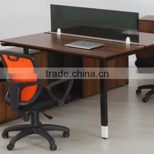 Office Furniture 2-person Walnut Wood Office Workstation - LT04A thumbnail-1
