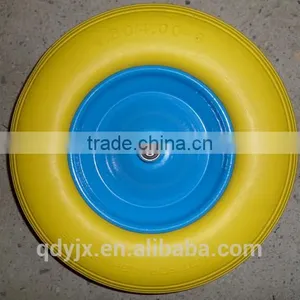 Manufacturer Supply PU Foam Wheel For Wheelbarrow/4.00-8 Flat Free Wheel Uesd for Trolley/hand Truck thumbnail-6