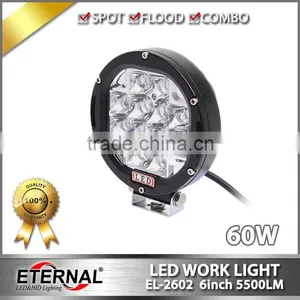 60W Work Light Driving Lamp Round for 4x4 Jeep Offroad Hummer SUV ATV Bumper High Power Led Driving Light Spot Lamp thumbnail-3