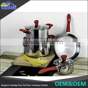 7pcs Colorful Cooking Pot and Frying Pan Bakelite Handle Non-stick Cookware Sets thumbnail-1