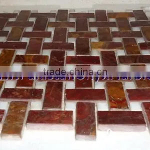 UNIQUE DESIGNS CUSTOM MADE MULTI RED ONYX MOSAIC TILES COLLECTIONS thumbnail-5