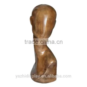 Long Neck Faceless Egg Head Wooden Mannequin for Hat Display thumbnail-1