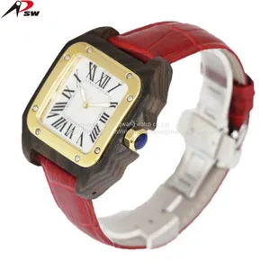 Luxury Men Watch Square Watches Case Stainless Steel Wooden Watch With Butterfly Buckle thumbnail-3