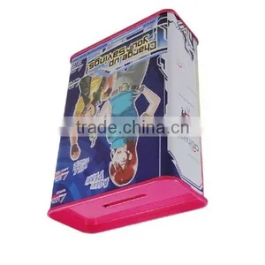 CMYK Offset Printing Rectangular Tin Can Coin Bank thumbnail-3