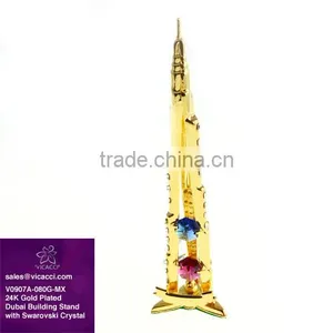 24K Gold Plated Dubai Tower Stand With Crystals From Swarovski thumbnail-1