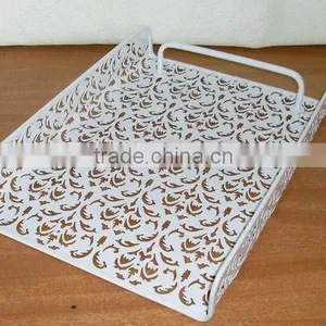 Flower Carved Metal Document Tray/ File Holder thumbnail-1
