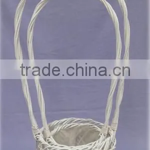 White Willow Flower Baskets With Handle and Liners thumbnail-1