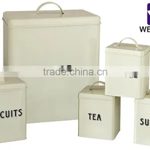 Food Grade Kitchen Square Metal Storage Canisters Set Bread Box Coffee Tea Biscuit Sugar Tin Jar thumbnail-1