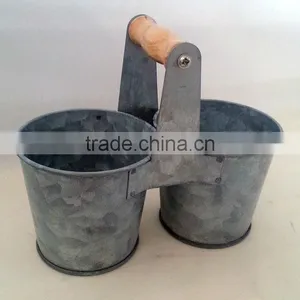 Vintage Set 2 Pcs Metal Herb Pot Set Flower Pots thumbnail-1