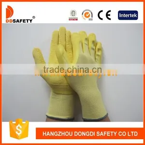 DDSAFETY 13Gauge Knitted Cotton Gloves Coated Yellow Latex Gloves thumbnail-1