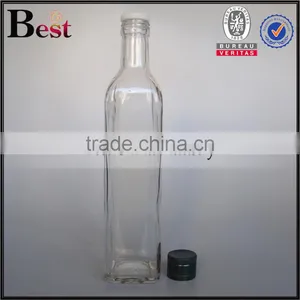 250ml 500ml Clear Empty Aluminum Cap Square Marasca Glass Bottle Olive Oil Bottle Cooking Oil Screen Printing Wholesale thumbnail-4