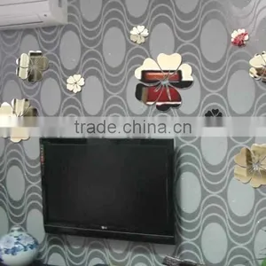 Latest Decorative Custom Wall Sticker , Sitting Room 3D Flower Mirror Wall Stickers thumbnail-2