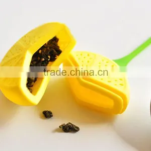 Food Grade Lemon Shaped Silicone Perforated Tea Filter Infuser Orange Green thumbnail-1