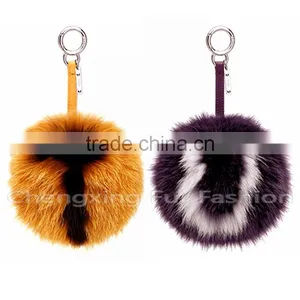 CX-R-38 Highly Genuine Fox Fur Ball Keychain Trinket Alphanumeric Bags Accessories Key Chain thumbnail-4