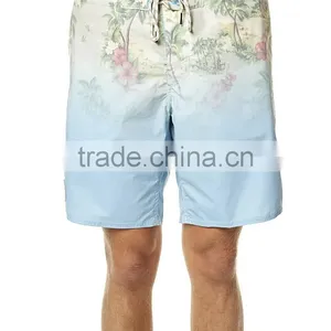 2015 New Design 100% Cotton Mens Printed Shorts Mens Swim Short Beach Style Blue Color Fashion Mens Shorts thumbnail-1