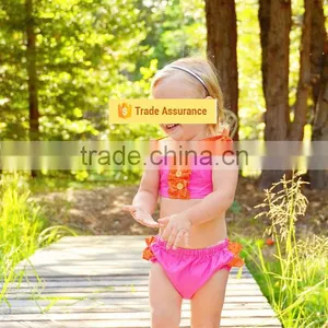 Baby Swimwear Blue Yellow and Aqua Stitching 2 Piece Suit Girl Swimsuit thumbnail-3